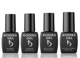 KODIES GEL 12ml8ml Rubber Base Coat Top Coat UV Gel Nail Polish Set Bright No Sticky Top No Wipe Strong Reinforce Base4351440