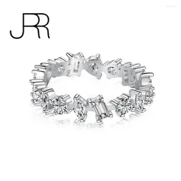 Cluster Rings JRR Christmas 925 Sterling Silver Irregular Eternity Diamond Gemstone Engagement Wedding Fine Ring Jewelry