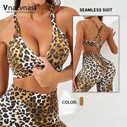 Women's Tracksuits Vanzvansi 2Pcs Leopard Print Seamless Suit for Women Sets for Fitness Sports Push Up Workout Clothes Sportswear Gym Outfit Y240426