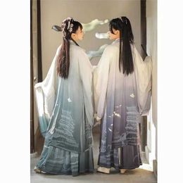 Ethnic Clothing Men/Women Hanfu Chinese Ancient Traditional Blue Outfit Fantasia Couples Cosplay Costume Fancy Couple Dress for Men and Women