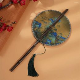 Decorative Figurines Rollable Chinese Bamboo Waist Fan Portable Foldable Ancient Style Long Handle Cooling Group Hanfu