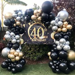 Party Decoration 122Pcs Black Chrome Gold Balloons Arch Garland Kit Metallic Silver Wedding Baby Shower Decorations Birthday Decor