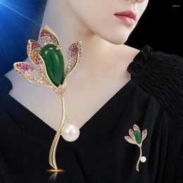 Brooches Rhinestones Magnolia Flower For Women Plant Pins Office Party Accessories Birthday Gifts Girlfriend