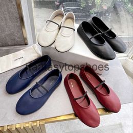 The Row Small Flat TR shoes New French Shoes Ballet Round Head Soft Leather Shallow Mouth Mary Jane Single Shoes Women