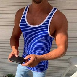 Men's Tank Tops Vintage Striped Tank Tops Men Bodybuilding Vest Soft Fabric O-neck Slveless Vest Men Gym Clothing camisetas T240428