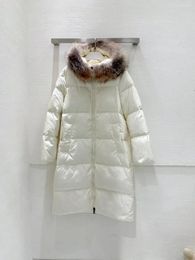 Women's Jackets 2024 Autumn And Winter Long Down Coat Big Hair Retraction Waist Drawstring. 90 Filling