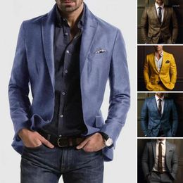 Men's Suits Men Slim Fit Suit Jacket Coat Formal Business Style Plaid Print Long Sleeve Single Button Closure Cardigan Work Office