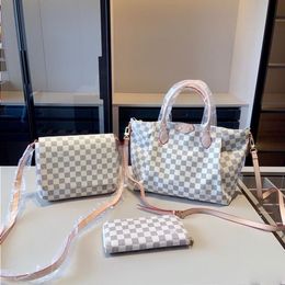 LOULS VUTT 3 piece set luxurys handbags designer handbags designer tote bag crossbody bag with designer purse Classic White Checkerboar Bsjm