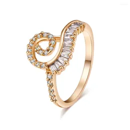 Cluster Rings Fashion Austria Crystal Ring Gold Colour Finger Waves Wedding Engagement Micro Pave Cubic Zirconia For Women Wholesale