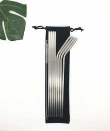 81 Set 304 Stainless Steel Straw with Retail Package Silver Straws Whole Straws Velvet Bag Packing6425924