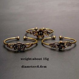 Wedding Bracelets Vintage Brass Dragon Phoenix Pattern Princess Bangle Classic Pure Copper Open Bracelet Ancient Women Wristband Decor Christm Gif