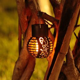 Decorations LED Solar Light Garden Light Hanging Chandelier Lamp Hollow Garden Decoration Flame Lamp Outdoor Solar Light Ornament