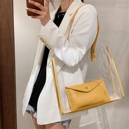 Evening Bags Transparent Bag Women 2pcs/set Luxury Handbag Fashion PVC Clear High Quality Handbags Feminina Bucket Crossbody 2024