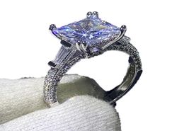 Victoria Sparkling Fashion Jewellery 925 Sterling Silver Princess Cut White Topaz CZ Diamond Promise Women Wedding Bridal Ring For L4023572