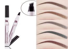 New Eyebrow Pencil Waterproof Fork Tip Eyebrow Tattoo Pen 4 Head Fine Sketch Liquid Dye Tint Pen3669369