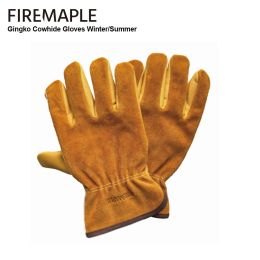 Tools FireMaple Gingko Cowhide Leather Work Gloves Fire Retardant Insulation Heat Resistant Durable Antiscalding for Outdoor Camping