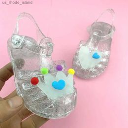 Sandals Summer Sandals Baby Girls Sandals Cute Princess Candy Shoes Anti slip Roman Sandals Breathable Beach Cave ShoesL240429