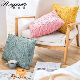 REGINA Scandinavian Style Knitted Pillow Case Soft Fluffy Zipper Delicate Jacquard Cushion Cover 4545cm Sofa Bed 240428