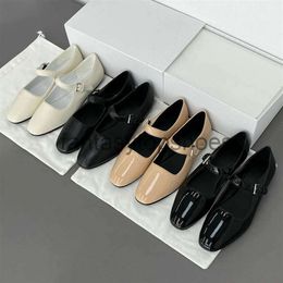 The Row Shoes Mary French Women's Jane Grandma's Shoes TR Sheepskin Soft Sole Square Head Shallow Mouth Ballet Flat Sole Single Shoes