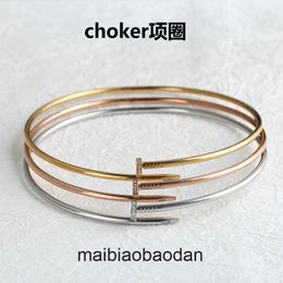 Cartre High End jewelry necklaces for womens Choker Collar Stainless Steel New Small Stand Diamond Inlaid Non Diamond Titanium Steel Nail Bracelet Original 1:1 logo