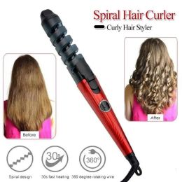 Irons Plastic Automatic Curling Iron Portable AntiStatic Antiscalding Curling Iron Wand Fast Heating Spiral Hair Curler Women