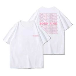 T-shirts 100% pure cotton T-shirt womens T-shirt black printed pink Kpop short sleeved casual oversized girl T-shirt fashionable oversized clothingL2404