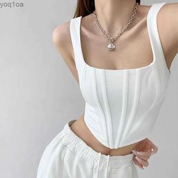 Women's Tanks Camis 2024 Summer Crop Top Sexy Square Neckline Tight Back Sleeveless Top Sleeveless Tank Top Womens Casual Solid Basic Tank TopL240429