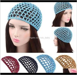 2021 Womens Mesh Hair Net Crochet Cap Solid Color Snood Sleeping Night Cover Turban Hat Casual Beanie Chemo Hats Pltfc Wig Caps Nb1134053