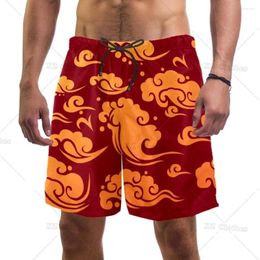 Men's Shorts Red Chinese Clouds Beach Quick Dry With Pockets Swim Trunks Bathing Suits Pocket For Men