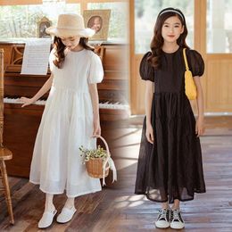 Girl Dresses Girls Princess Dress Summer Round Neck Cute Short Sleeve Black And White Long