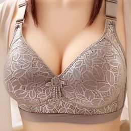 Bras Comfortable Breathable Adjustable Brassiere Thin Section Without Stl Ring Bra Large Breasts Appear Small Side Gathering Bra Y240426