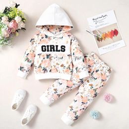 Clothing Sets 1-5 Years Children Girl Clothes Suit Long Sleeve Floral Print Hoodie And Trousers 2PCS Baby Autumn&Winter Sport Outfit Set
