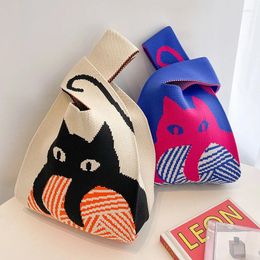 Storage Bags Special Design Knitted Bag Top Handbag Tote Inclined Stripes Simple Style Small Hobo For Girl