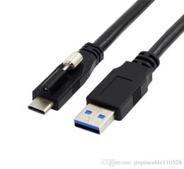 USB 31 TypeC male Locking Connector to Standard USB30 male Data Cable 12m 4Ft With Panel Mount Screw1696206