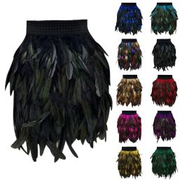 Dresses Carnival Makeup Ball Faux Feather Mini Skirt Performance Attire Skirt Feather Skirt Women Luxury Clothing Y2k Streetwear Dresses