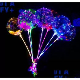 Party Decoration Led Lights Balloons Night Lighting Bobo Ball Festival Balloon Wedding Decorative Bright Lighter With Stick Drop Del Dhnyu