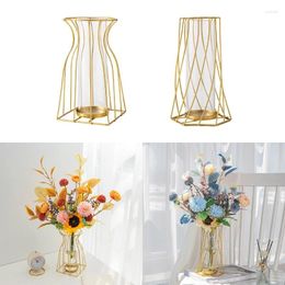 Vases Wrought Iron Flower Vase Metal Decorative Hydroponic Plant Container For Home Bedroom Dormitory Decoration Gift