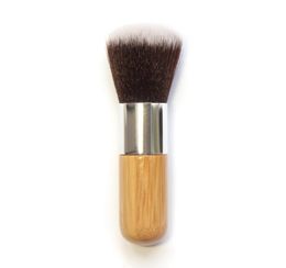 Wood Handle Makeup Foundation Brush Flat Bamboo Handle Round Top Soft Brush Multifunction Powder Foundation Blusher Brush Tools RR3194231