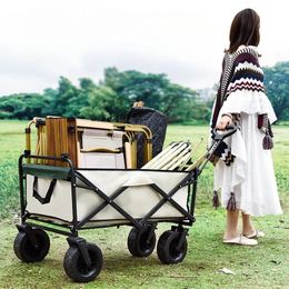 Outdoor Folding Cart Camping Trolley Shopping All Steel Frame Hand Drawn Campers Organise and Store Vehicles Quick Tools 240420