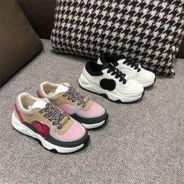 2C kids Outdoor Shoes luxury designer platform shoes for boys girls suede leather sports sneakers children embroidery trainers Sneakers Running Shoes