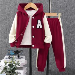 Clothing Sets 2024 Autumn Big Boy Suit 8-18 Years Long Sleeve Hooded Overcoat Pants Kids Clothes Spring Fashion Children Winter Set