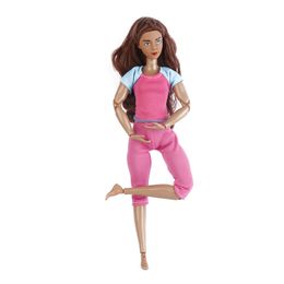 New 30.5cm Doll Yoga Sports Doll 21 Activity Joint Black Skin Clothing Doll DIY Children's Girls Game Express Items Holiday Birthday