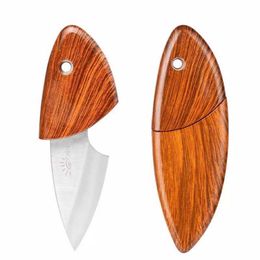 Hk011 Good Price Mini Fruit Knife Wooden Handle High Hardness Camping Pocket Knife