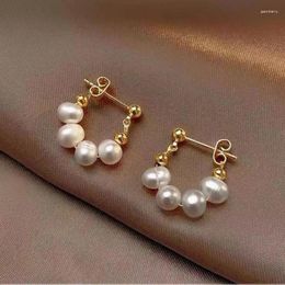Stud Earrings Fashion Pearl Temperament Personality Versatile Pendant Elegant Jewelry For Women Gift Eh034