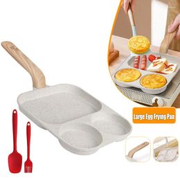 Pans Large 3 In 1 Egg Steak Frying Pan Wood Handle Nonstick Fried Burger Pancake Cooker Breakfast Cooking Kitchen Accessories