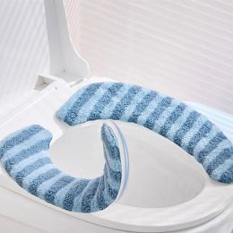 Set Toilet Seat Cushion Cover Washable Thickened Toilet Mat Winter Soft Warmer Cover Toilet Seat Cover Bathroom Accessories Reusable