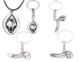 Keychains Fashion Reproductive Organs Key Chains Silver Colour Alloy For Men Sexy Penis Pendant Vaginal Skeleton Genitals Bag Car K1792578