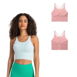 Women Longline Sports Bra with Removable Padded Sexy Criss Cross Back Strappy Yoga Bras Workout Tank Tops