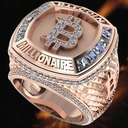 Band Rings Men Women Luxury Bitcoin Commemorative RCreative Metal Punk Hip Hop Rock Trend Mens RParty Light Luxury Jewelry Gifts J240429