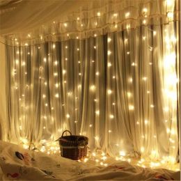 Decorations Curtain 6*2.5M 480LED String Lights Fairy Icicle LED Xmas Garland Wedding Party Patio Window Home Garden Outdoor Wall Decoration